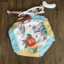 Alfombra de juego de gimnasio para actividades para bebés Jungla Safari León Cebra Abdomen Time con juguetes Espejo