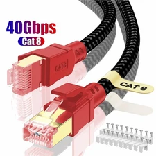 Cat8 Ethernet Cable, 40Gbps 2000MHz SFTP RJ45 LAN Patch Cord for Cat7 Cat6a
