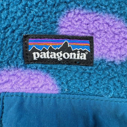 Patagonia Synchilla Pullover Girls Medium 10 Blue Pink Polka Dot Jacket Snap Top - Picture 7 of 12