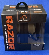 WALKERS GAME EAR PHONES Razor Slim Shooter Electronic Folding Muff Flat Dark NEW