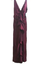 VINTAGE w/ Tag RAMPAGE Burgundy Ruffle Formal Evening Gown 3 *Needs Zipper Pull*