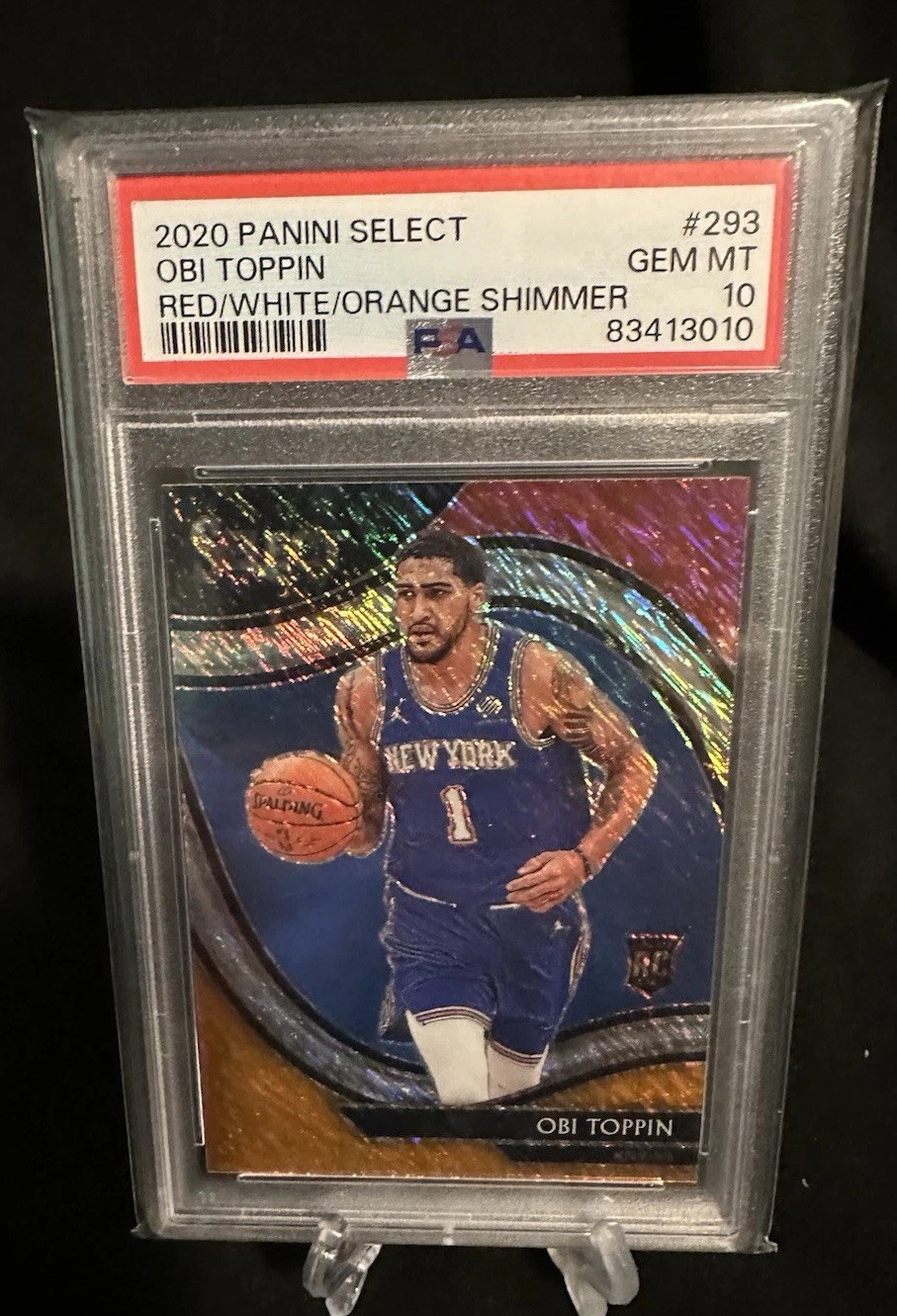 2020 Select Obi Toppin #293 Red White Orange Shimmer PSA 10 Courtside RC Pacers
