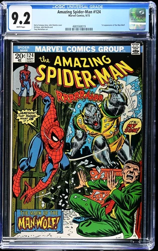 AMAZING SPIDER-MAN #124  CGC 9.2 WP NM-  Marvel Comics 1973 1st app Man-Wolf v1