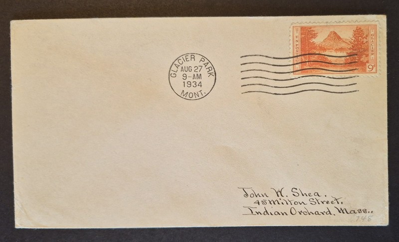 1934 First Day Of Issue FDC US Scott 748 Glacier National Park Montana Cover