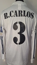 2001/02 Real Madrid Adidas CL Centenary Home Shirt Carlos 3 Long Sleeve Size L