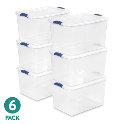 Sterilite Large Latching Storage Bin, 66 Quart Clear Plastic Storage Container