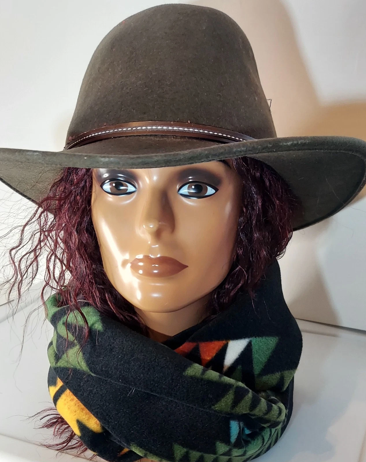 Black Aztec Print Fleece Infinity Scarf Cowl Neck Warmer 8 x 58"