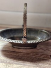 Vintage Brass Ribbed Basket w/ Folding Handle