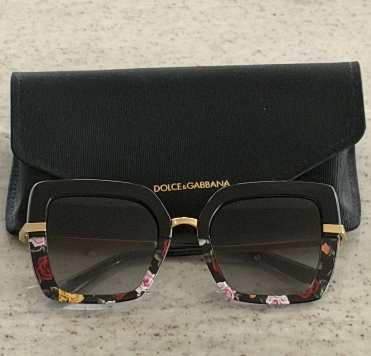 Dolce&Gabbana Flower Black Sunglasses for Women | eBay display picture 1