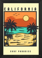California Surf Paradise Gerahmtes Wandbild Poster Druck Bild