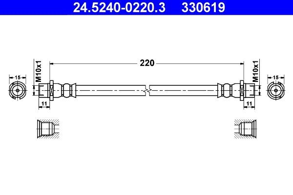 NEU - ATE 24.5240-0220.3 Bremsschlauch FüR Opel-image