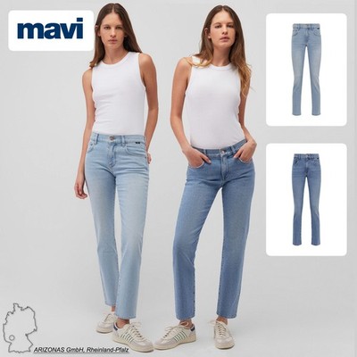 Mavi Damen High Waist Jeans Straight Cut Denim Hose Five-Pocket-Style