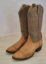 Tony Lama Half Quill Ostrich Boots 7 1/2 D Cowboy Western Exotic Leather