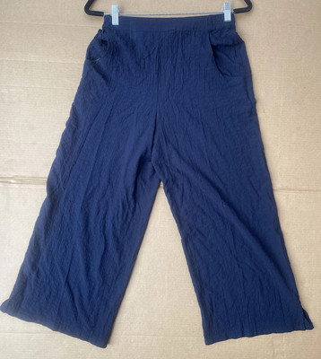 (9) NWT Womens Peck and Peck  Easy breezy navy pant size Small