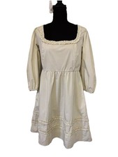 Gap Womens Puff Sleeve Dress Size 4 Cottage Core Cotton Lined Ruffle NWT