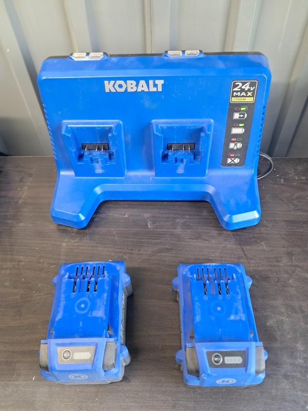 Kobalt 24V Max Dual Port Lithium-Ion Battery Charger w/ (2) 24V Batteries