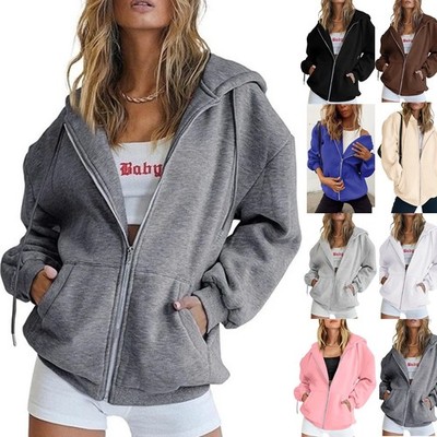 Damen Kapuzenpullover mit Reißverschluss Damen Langarm Kapuzenpullover locker lässig uniTop