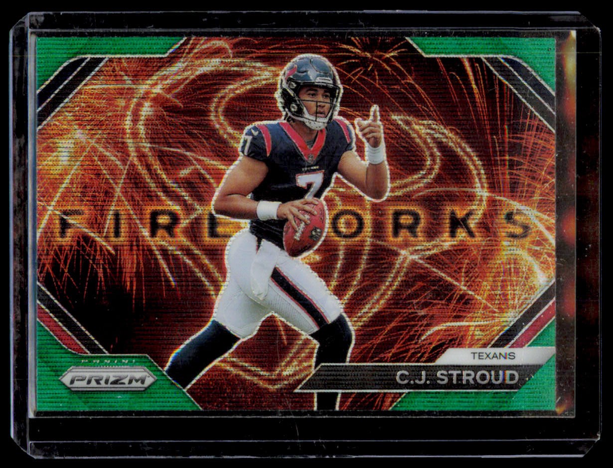2023 Panini Prizm C.J. Stroud F-10 Fireworks Prizms Green Wave Houston Texans