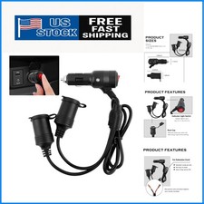 3Ft 1 to 2 Car Cigarette Lighter Extension Cord with Switch and Dust Cap,12V Cig