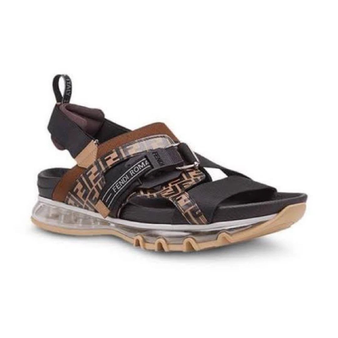 Fendi — Fendi Roma Zucca FF Logo Sandals Men's Size 27cm US9 UK8 Brown w/Box Japan