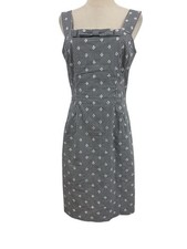 Sara Campbell Gingham Dress Eyelet Lace Sun 60s Mod Style Costal Preppy Sz 10