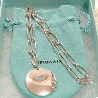 Tiffany&Co. Vintage Runde Kreis Oval Kette Halskette Sterling Silber 925 Gebraucht