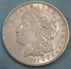 1921-D Morgan Silver Dollar, 90% Silver, EXTRA FINE CONDITION  #1186