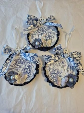 Shabby Chic Victorian Blue Toile Floral Christmas Tree Ornament