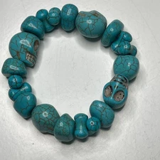 turquoise colored stone bracelet stretch style pull on jewelry boho bohemian