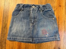 Oshkosh G  gosh Denim Skirt Flowers Size 4 Embroidered