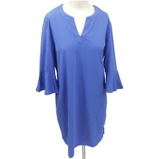 Coolibar Sun Protection UPF 50+ Blue Dress Coverup Size S Bell Sleeve Shift
