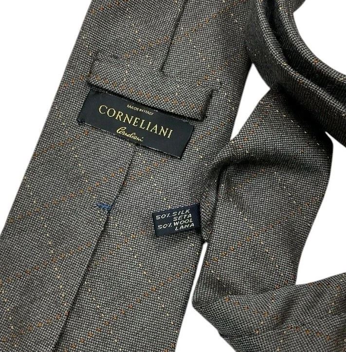 Corbata CORNELIANI Gris Tartán Seda Lana LUJO ITALIA Foto 4 de 4