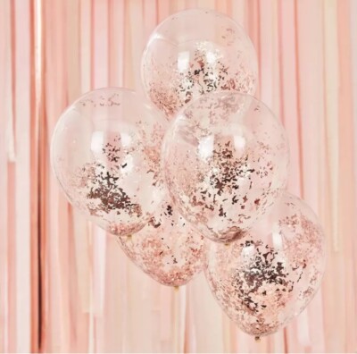 Ginger Ray 5 Rosegold geschredderte Konfetti gefüllte Luftballons Party Deko