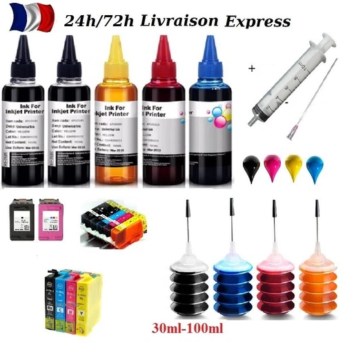 30-100 ml recharge encre compatible avec les cartouches HP Canon Brother Epson