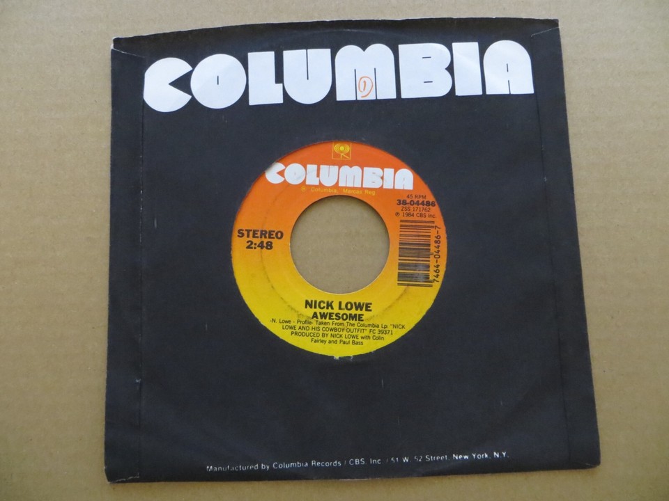 Nick Lowe Half A Boy And Half A Man 1984 Columbia 3804486 7