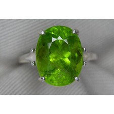 Certified Peridot Ring 10.95 Ct Sterling Silver Solitaire Genuine Natural PP103