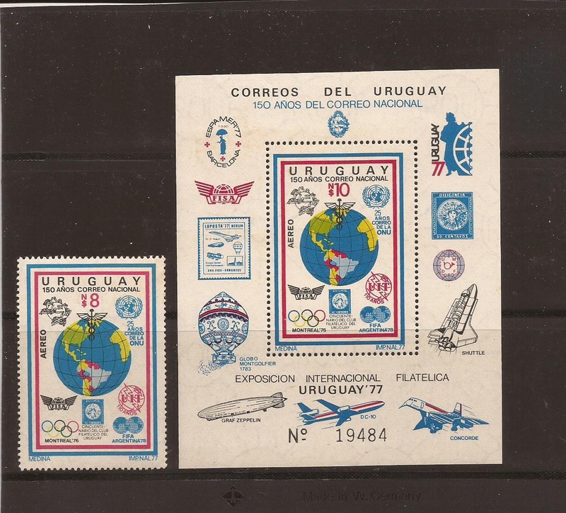 URUGUAY- Nat'l Postal System Anniversary-Set/souvenir sheet
