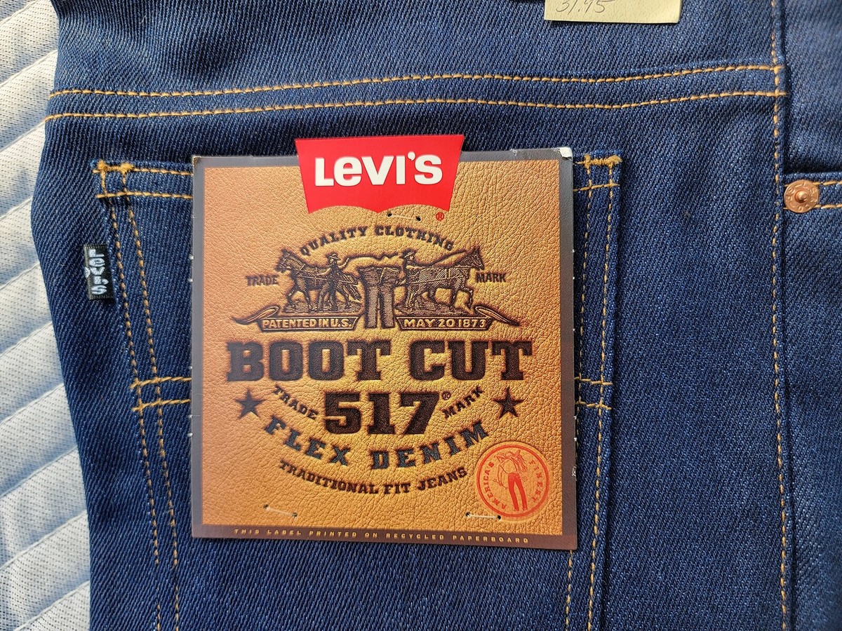 90s LEVIS 517 Boot Cut Blue Jeans-Flex Denim-Unworn/NOS-Blk Tag
