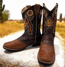 Leather Cowboy Boots 3 Tres Caballos Mexican Sz 7.5 Country Western Southwest X