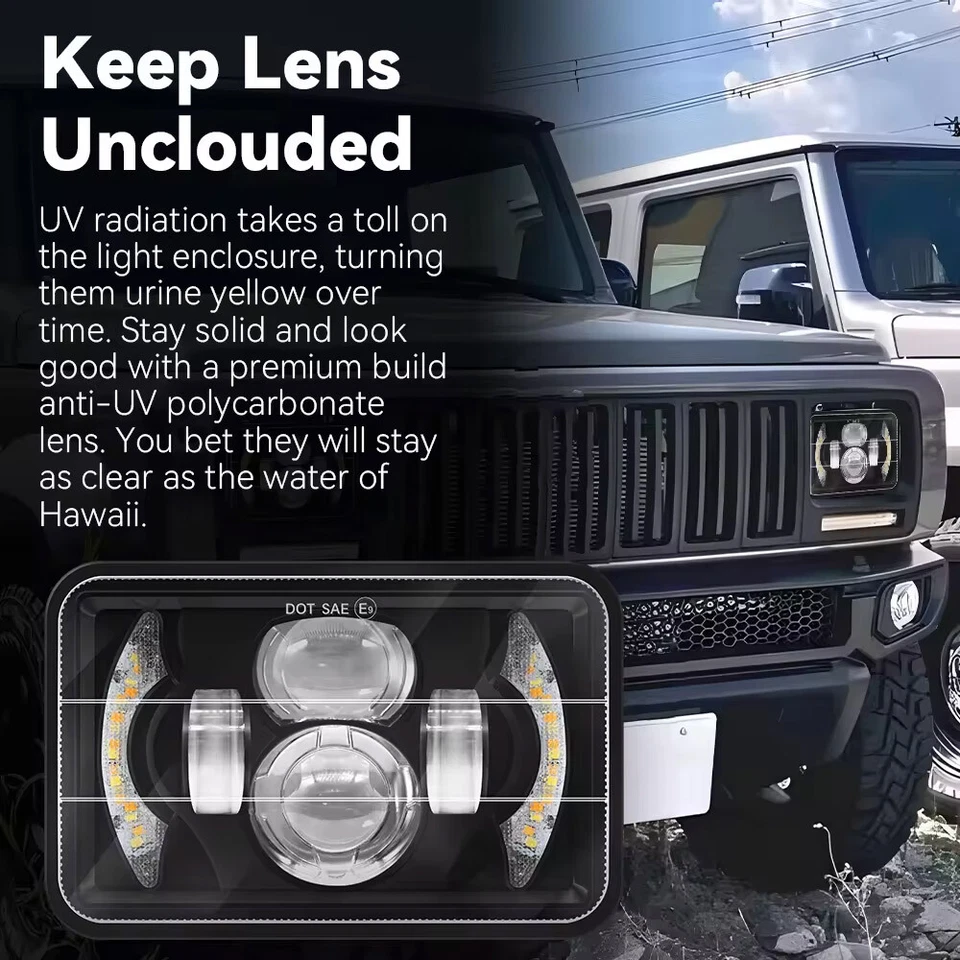 Faros LED cuadrados 4x6" haz alto bajo sellado H4 para camioneta de carga Dodge B300 4 piezas Foto 4 de 4