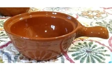 Chefsware USA #119 Small Brown Glazed Crock With Handle For Onion Soup & Sides 