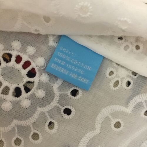 J Mclaughlin Women's White Eyelet Jonie Blouse Short Sleeve V Neck Size M - New! - Picture 7 of 10