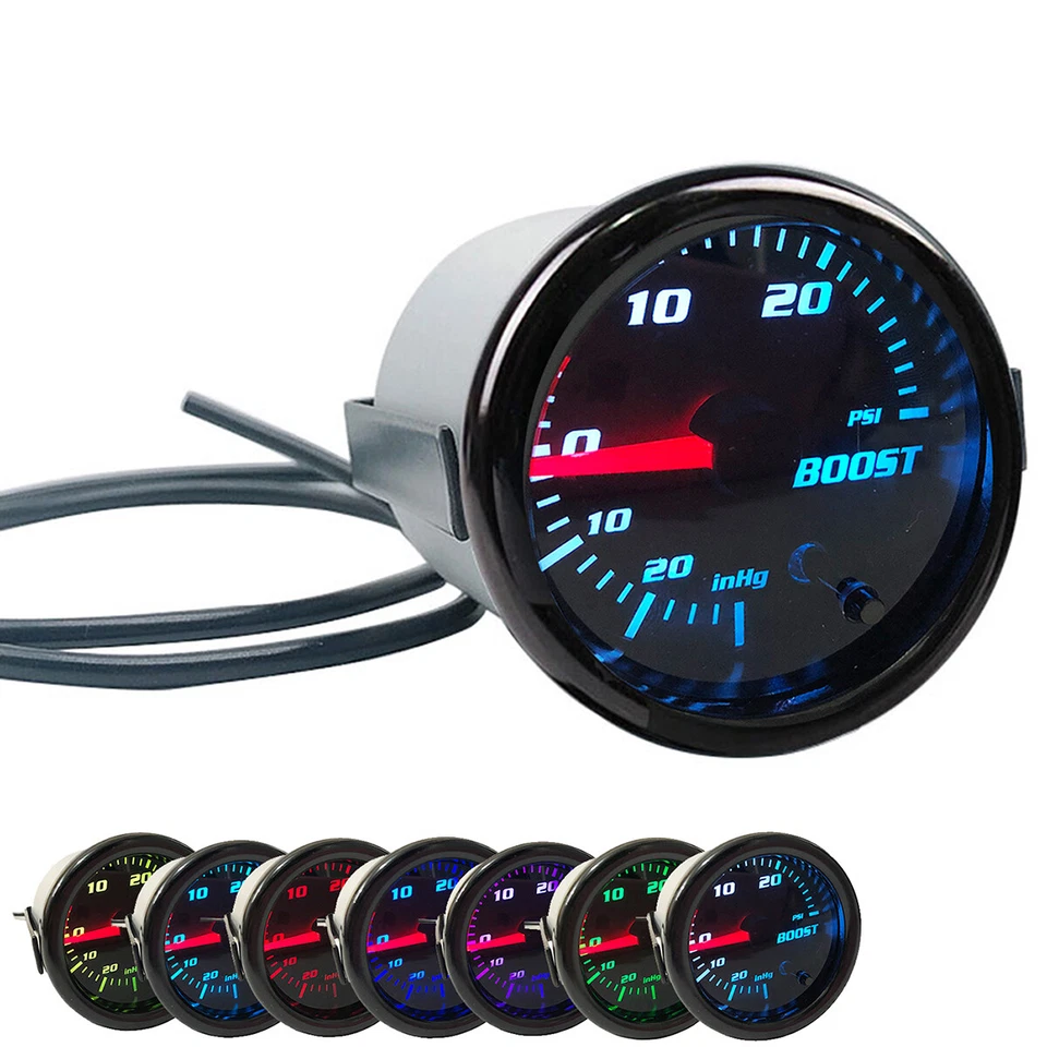 Kit de controlador Boost manual negro 0-30PSI con medidor de refuerzo de ajuste de 7 colores de 52 mm Foto 2 de 4