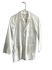 Pharmacy Lab Coat 3 Pockets 34  Length Size S White Long Sleeves 35/65 Superior