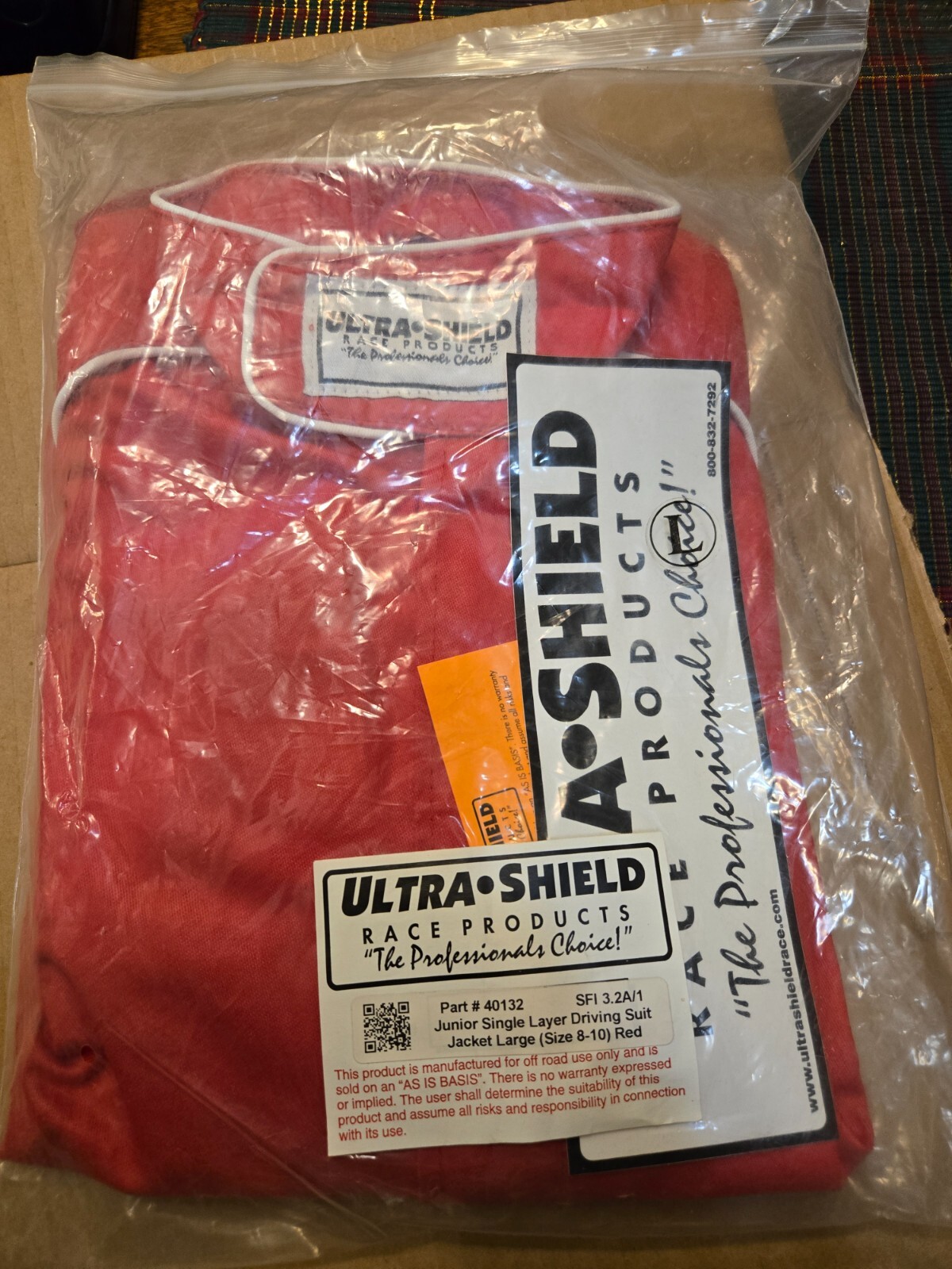 Ultra Shield Racecar Driver Jacket Red Size Junior Large 8-10 Sfi 3-2A/1