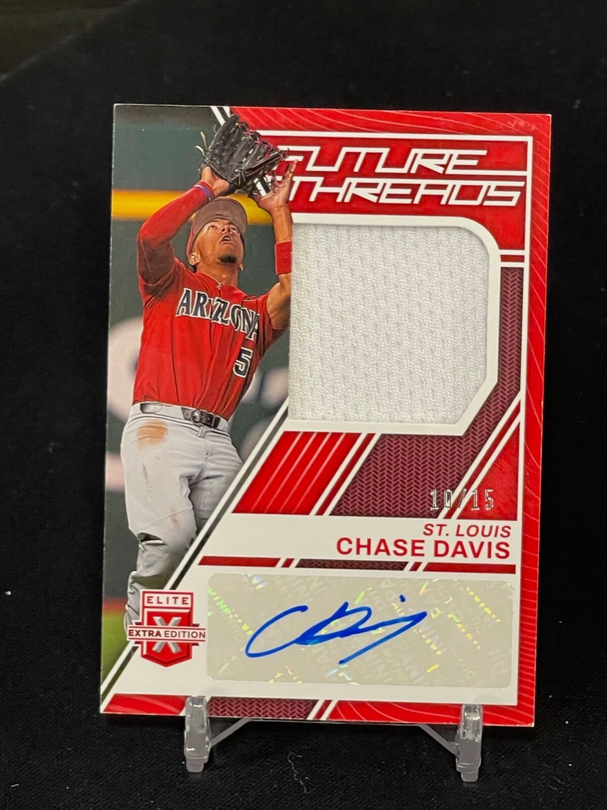 Chase Davis 2023 Elite Extra Edition Future Threads Patch Auto FOTL RED 10/15