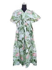 Floral Kaftan Night Wear Maxi Dress, Long Dress Cotton Beach Floral Maxi Dress