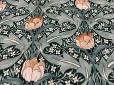 GP & J Baker Floral Print Fabric- Tulip & Jasmine / Teal 1 yd BP10622.3