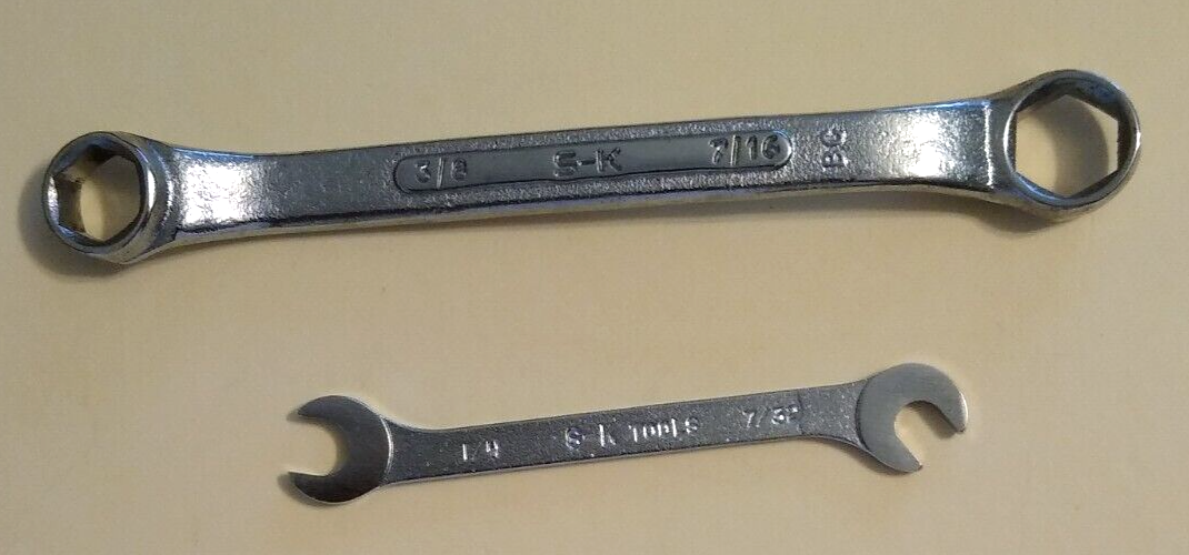 S-K M-1214 3/8 x 7/16 Box End Wrench 6 Point & I-1614 1/4 x 7/32