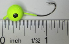 25 Floating Jig Heads 1/0 Custom Hook Chartreuse Walleye bait weight forward rig